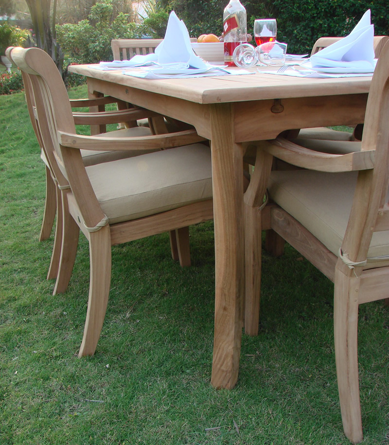 Teak Dining Set:6 Seater 7 Pc - 94" Rectangle Table And 6 Ashley Reclining Arm Chairs Outdoor Patio Grade-A Teak Wood WholesaleTeak #WMDSASa - image 3 of 4