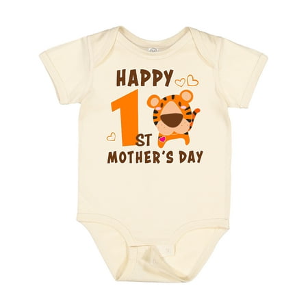 

Inktastic Happy First Mothers Day with Tiger Gift Baby Boy or Baby Girl Bodysuit