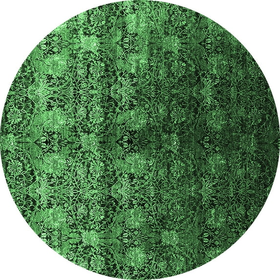 Ahgly Company Indoor Round Oriental Emerald Green Industrial Area Rugs, 6' Round