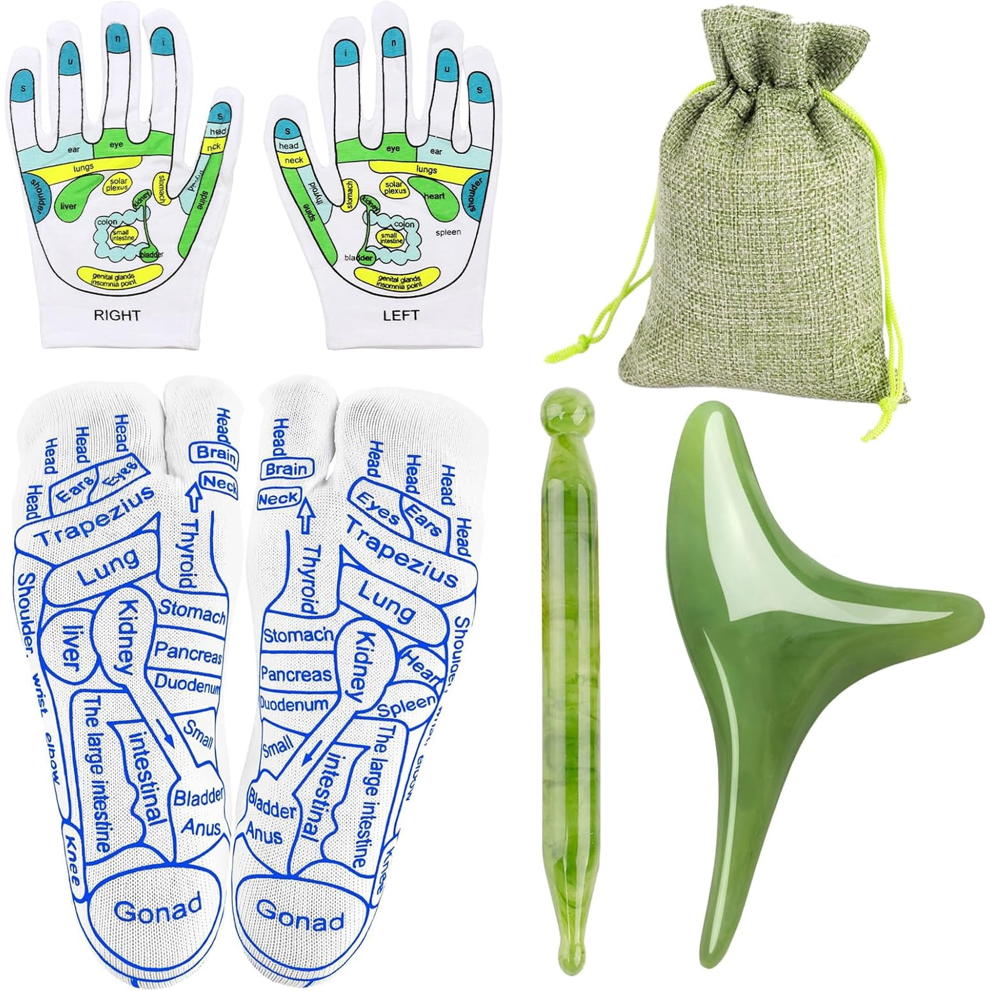 ZYNERY Reflexology Socks with Massage Tool, Pressure Point Massage Tool, Acupressure Socks & Gloves, Reflexology Chart Socks with Trigger Point Massage Tool, Foot Pain Relief (Men's, Green)