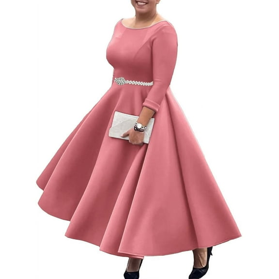 Women's Sexy Fashion Autumn Solid Color Temperament Evening Dress Pleated Dress