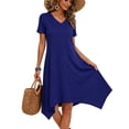 thumbnail image 2 of MecTo Summer Dresses for Women Soft V-neck Short Sleeve T shirts Asymmetrical Hem Casual Dress with Pockets, 2 of 8