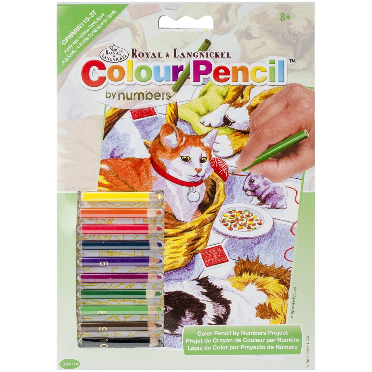 Mini Color Pencil By Number Kit 5"X7"Family Pets