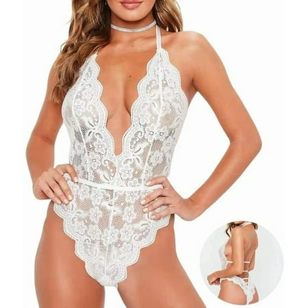 

Lace Bodysuit Lingerie Sexy Naughty Pajamas V-neck