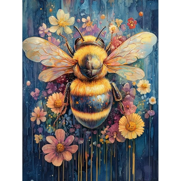 shiyou-Paint By Numbers Adult Kit, Bee Paint By Numbers Adult Kit Without Frame For Beginner,Flowers Paint By Numbers Diy Oil Painting Perfect For Craft Hobbies And Home Wall Decor 30×40 cm