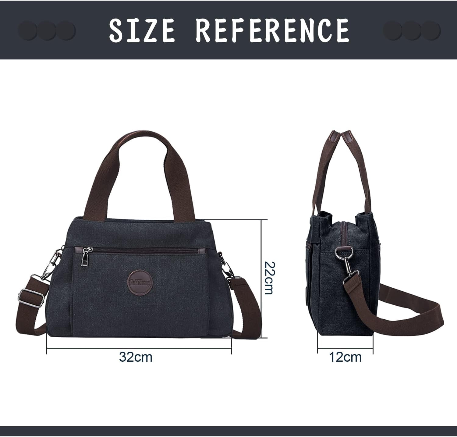 Women's Vintage Canvas Hobo Handbags Work Shoulder Crossbody Bag Tote Purses Multi-pocket Handbags