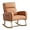 Brown-leather, variant on Rocking Chair Nursery, Upholstered Fabric Glider Rocking Nursing Chair with Extended Wood Legs & Side Pocket, Comfy Nursery Chair for Living Room, Bedroom, Beige
