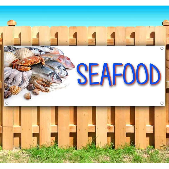 Seafood 13 oz Vinyl Banner With Metal Grommets