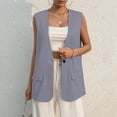 thumbnail image 6 of LISTHA 2024 Fall Long Linen Vest Blazer Y2K Fully Lined V-Neck Lightweight Fashion Casual Button Jackets Tops with Pockets Dark Gray 3XL, 6 of 9