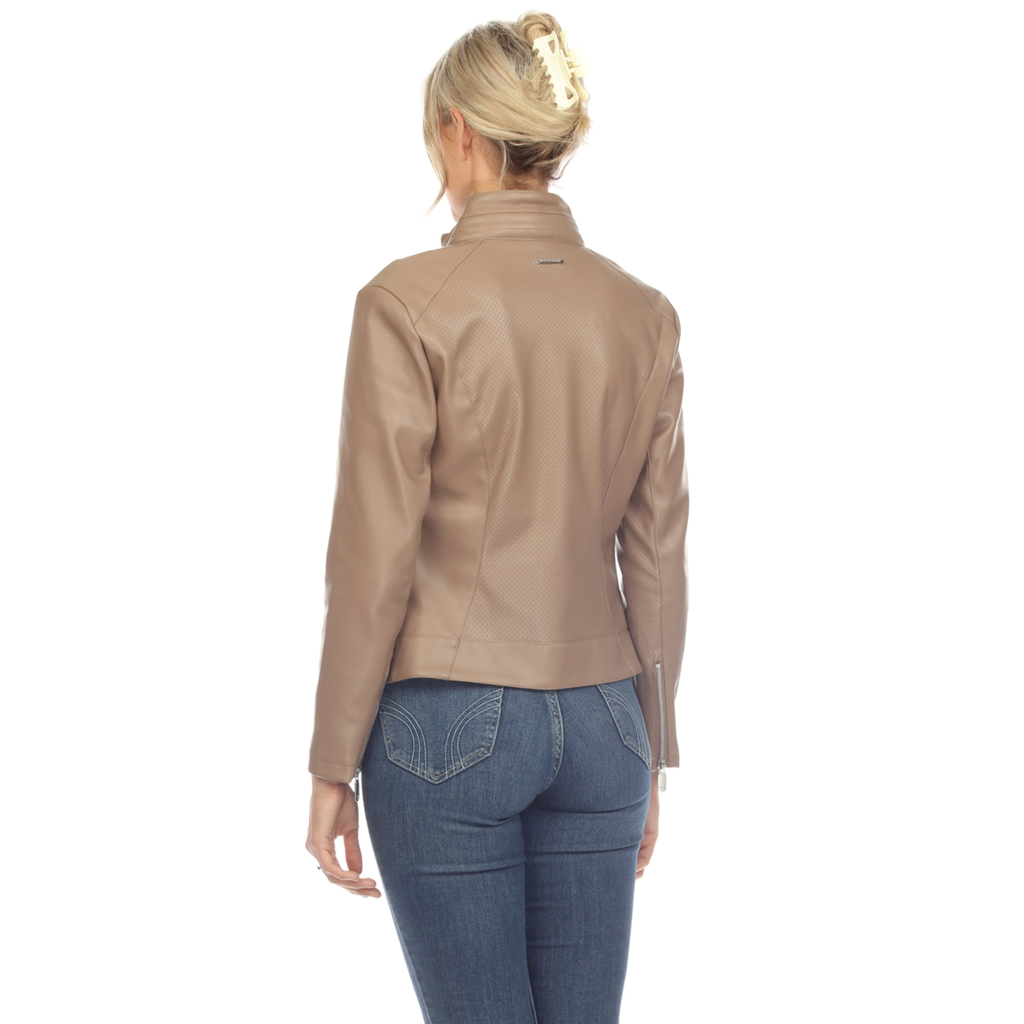 White Mark Womens Classic Biker Faux Leather Jacket Sizes Available Sustainable