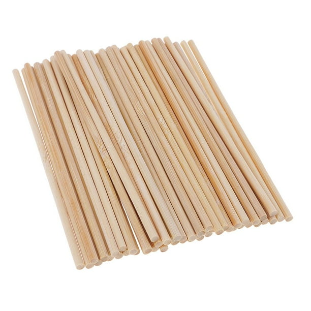 Varillas de madera de bambú, varillas de madera dura redondas sin terminar, lisas y rectas, 50 piezas 150 mm