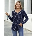 thumbnail image 5 of Zeagoo Womens Tops Dressy Casual Beach Vacation Clothes for Women Business Casual Long Shirts V Neck Tee Shirt Ladies Top and Blouses Ethnic Style, 5 of 7