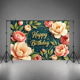thumbnail image 6 of Floral Themed Happy Birthday Banner Background Party Decoration Backdrop Photography Props for Birthday Party Celebrations Decorations Events Photo Booths, 6 of 6