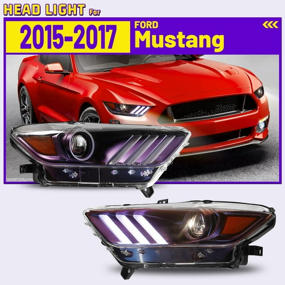 New Style For 2015 2016 2017 Ford Mustang Headlights Projector Headlamps LED DRL