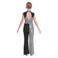 thumbnail image 2 of Sinleey Combinaison Sans Manches à Sequins pour Filles Combinaison Chat Latin Jazz Moderne Danse de Salon Performance Noir 10, 2 of 6