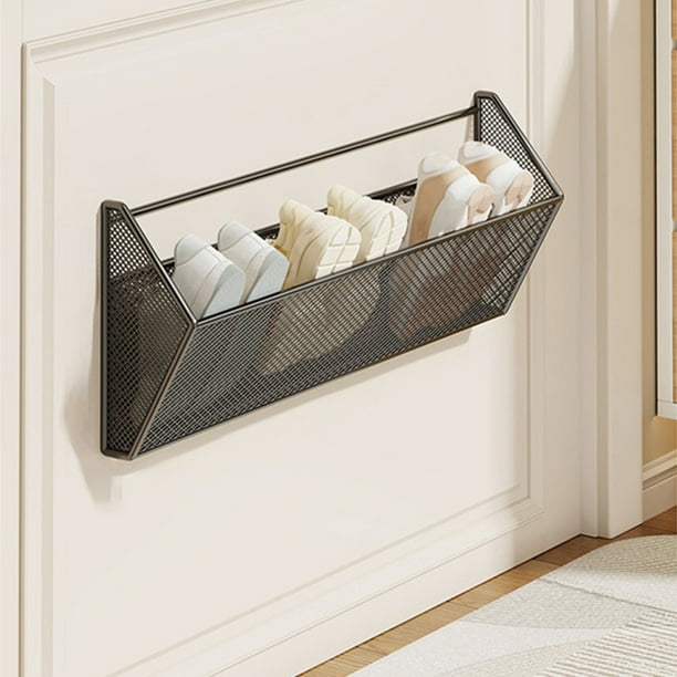 Zapatero para armario, organizadores y almacenamiento de armario, zapatero de baño sin perforaciones, zapatero de pared para puerta de baño, zapatero de acero inoxidable