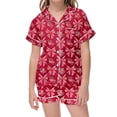 thumbnail image 2 of Satin Pajama Set for Girls Comfortable Two Piece Loungewear with Classic Button Down Design and Soft Short Sleeves, 2 of 4