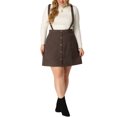 thumbnail image 2 of Agnes Orinda Women's Plus Size Button Zip A-Line Corduroy Mini Suspender Skirt 4X Dark Khaki, 2 of 5