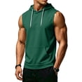 thumbnail image 2 of Men's Sleeveless Hoodie Casual Vintage Washed Muscle Tank Top Workout Gym Loose Fit Drawstring Hooded Shirt Summer Tops,L,Dark Green, 2 of 7
