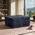 thumbnail image 2 of Ovios Oversized Ottoman Footrest for Sofa Large Silver Wire Pouf Ottoman Coffee Table Rectangle Floor Bench Extra Seating for Living Room, No Assembly, Blue, 2 of 8