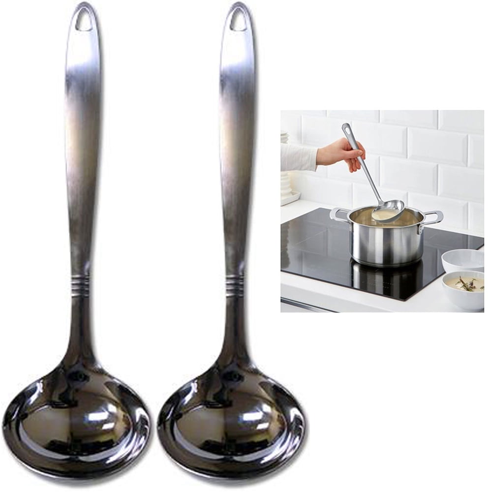 2 Stainless Steel Soup Ladle Serving Spoon Cooking Utensil Kitchen Heat Resist 