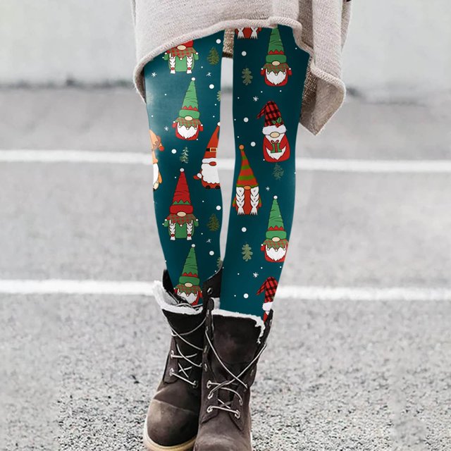 MKLEKYY Leggings deportivos para mujer, leggings para entrenamiento, pantalones con estampado navideño de bloques de color, leggings suaves y elásticos