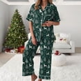 thumbnail image 2 of UngA Christmas Silk Pajamas for Women Satin Button Down Christmas Tree Pajamas Classic Soft Womens Christmas Pajamas,Size XL, 2 of 5
