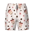 thumbnail image 4 of Lsque Mens Swim Trunks Milk Tea Pattern - Bathing Suit Compression Liner - Beach Swim Shorts Swimwear - (S-3XL) - Stretch Quick Dry -Medium, 4 of 9