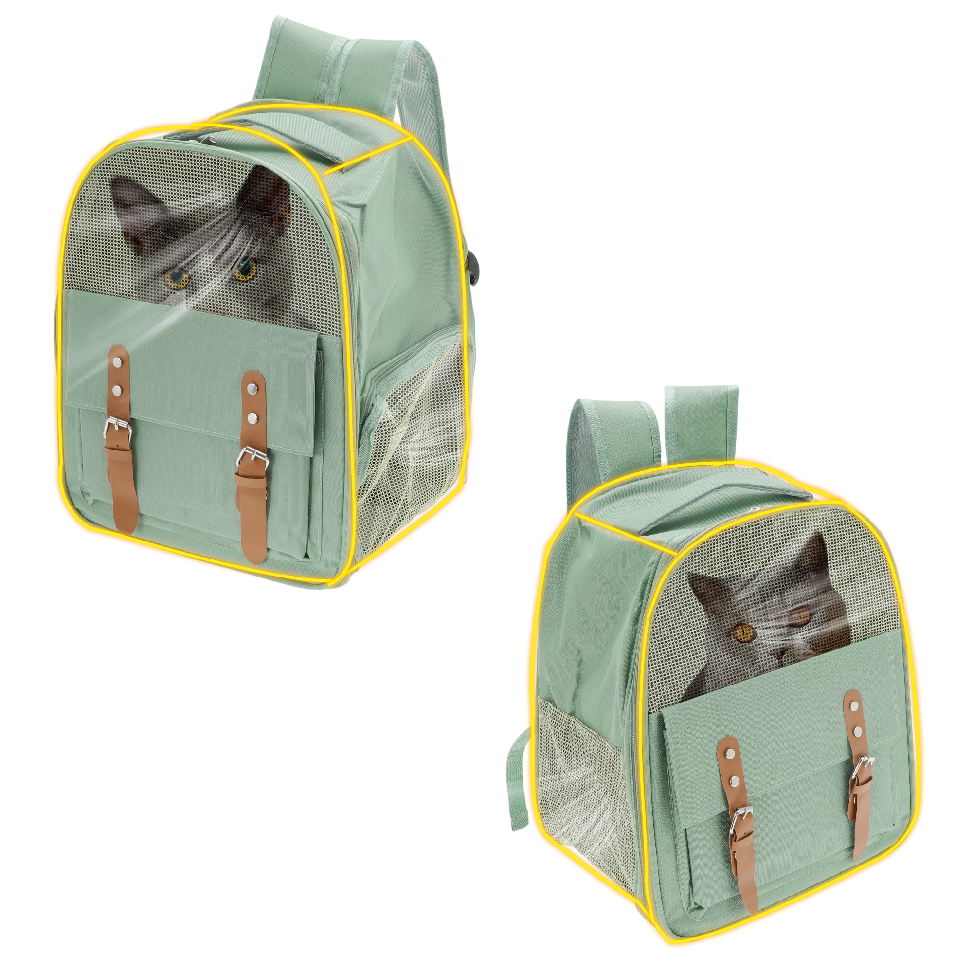Unique Bargains Pet Backpack for Cats and Small Dogs Breathable Carrier Green