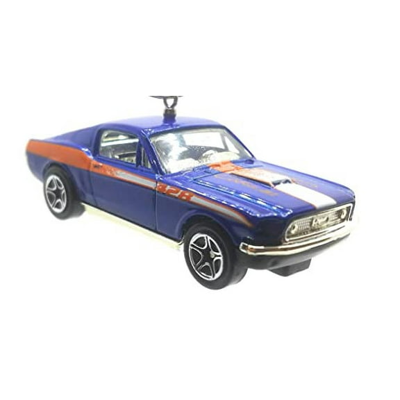 Christmas Ornament for 1968 Ford Mustang Cobra Jet Blue White Orange Stripe