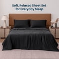 thumbnail image 4 of Sleep Zone Jersey Knit Sheet Set, Black Twin, 3 Pieces, 14 Inch Deep Pocket Bedding, 4 of 10