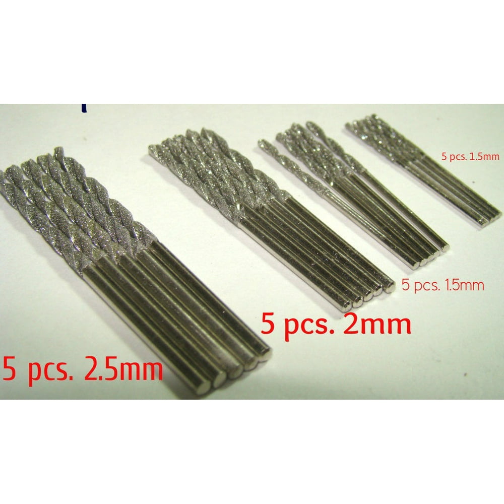 Drilax Diamond Coated Twist Drill Bits Assorted Pack of 20pcs. 4 Different Sizes 1mm 1.5mm 2mm 2