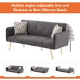 thumbnail image 6 of BSHTI 67.72" Teddy Fabric Convertible Futon Sofa Bed with 5-Position Adjustable Backrest & Armrest, Gold Metal Legs, Tufted Design, 2 Jacquard Pillows, 6 of 18