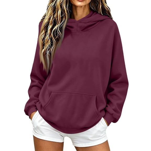 Garbnen Hoodie Women Fleece Lined Long Sleeve Pullover for Women Oversized Fall Winter Warm Trendy Sweatshirt for Women with Pocket XL