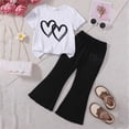 thumbnail image 2 of HCNTES Little Girl Casual Outfit Short Sleeve Tee Wide Leg Pants Soft Elastic Kids Spring Summer School Clothing Set 3T 4T 5T 6T(F02-E,3-4 Years), 2 of 4