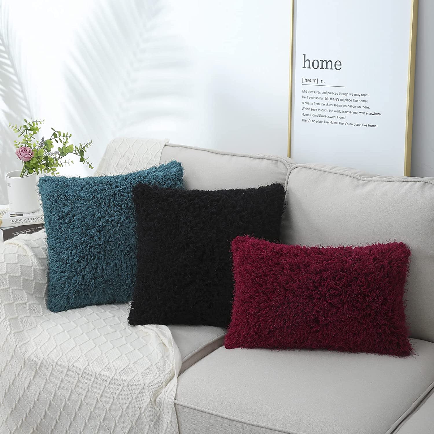 TOONOW Set of 2 Decorative Throw Pillow Covers 20x20, White Fluffy Pillow  Covers New Luxury Faux Fur Square Sofa Pillow Covers for Sofa Couch Living  Room Bedroo… in 2023