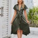 thumbnail image 5 of Vestido de mujer A Line Bow V Neck Vestidos casuales Moda para cóctel (Verde militar M) FLhrweasw Para estrenar, 5 of 7
