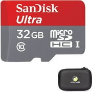 32GB Memory Card w Carry Case for Samsung Galaxy A71/A51/A21/A11 - Sandisk Ultra High Speed MicroSD Class 10 MicroSDHC, Hard Cover for Galaxy A71/A51/A21/A11