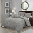 thumbnail image 3 of Nanshing Shay 7 Piece Geometric Embroidery Comforter Set, Grey/White, Queen, 3 of 6