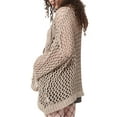 thumbnail image 6 of Liacowi Women Crochet Sweater Pullover Long Sleeve Hollow Out Baggy Tops See Through Beachwear Coverups, 6 of 9