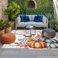 thumbnail image 2 of Fall Pumpkins Tits Outdoor Rug for Patio/Deck/Porch, Non-Slip Large Area Rug 5 x 7 Ft, Autumn Thanksgiving Leaves Country Wood Indoor Outdoor Rugs Washable Area Rugs, Camping Rug Carpet Runner, 2 of 8