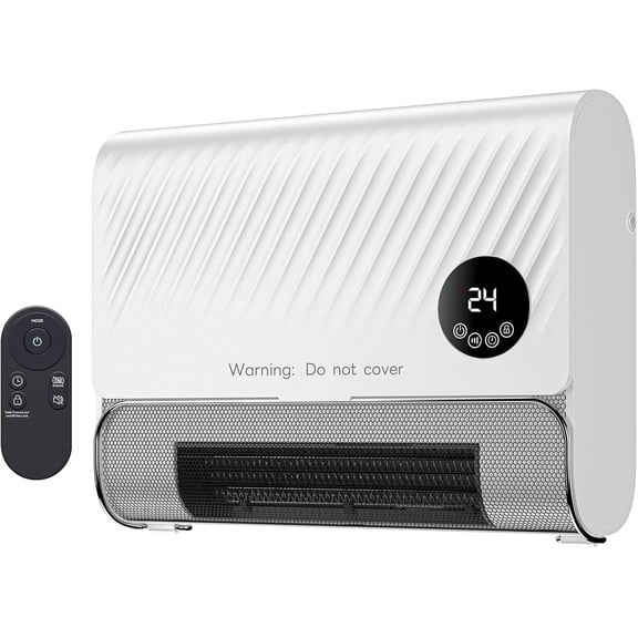 Wall Heater, 1500W Fast Heating Space Heater for Indoor Use, Electric Heater with Remote, 3 Heating Setting, Overheat Protection, White