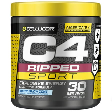 Cellucor C4 Ripped Sport Pre Workout Powder, Thermogenic Fat Burner For Men & Women, Arctic Snow Cone, 30 (Best Pre Workout Before Running)