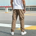 thumbnail image 4 of Men's Baggy Cargo Pants Casual Loose Fit Elastic Waist Cotton Twill Cargo Pants Khaki XXL, 4 of 7