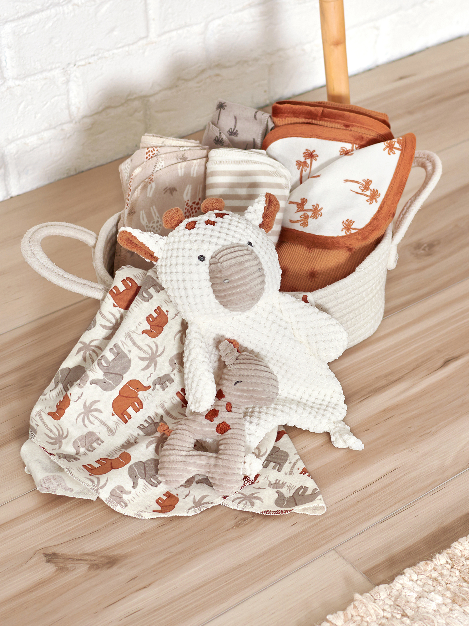 Modern Moments by Gerber Infant Unisex Plush Velboa Lovie & Rattle Toys, 2-Piece, Gray Giraffe