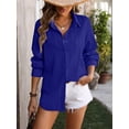 thumbnail image 3 of Spring And Summer Women's Wavy Texture Loose Fashion Shirt, 3 of 7