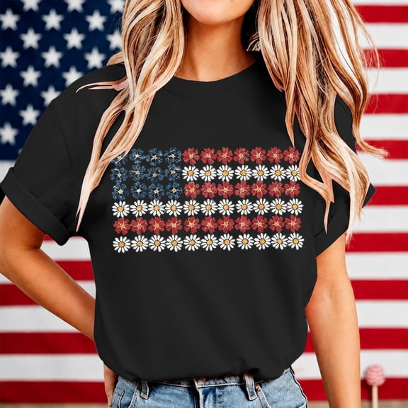 America 250 Shirt Womens 3/4 Sleeve Patriotic Graphic Tee Summer Casual Outdoor Top Black L