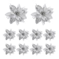 thumbnail image 1 of 2uds. 10 Uds. De decoraciones de cabezas de flores en polvo con purpurina de 15cm para decoración de árbol de Navidad (plata), 1 of 3
