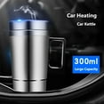 thumbnail image 3 of Car Heating Cup, 300ML Electric Car Cup Travel Heating Cup Insulated Heated Thermos Mug, Stainless Steel Auto Water Heater Kettle Travel Coffee Tea Heated Mug with Cigarette Lighter Plug, 3 of 7