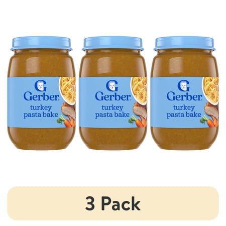 (3 pack) Gerber 3rd Foods Baby Food, Turkey Pasta Bake, 6 oz Jar